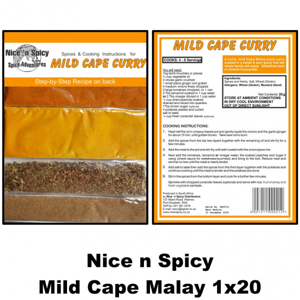 Nice n Spicy Mild Cape Curry Sachet The South African Spaza Shop