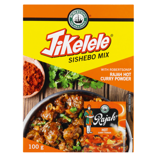 Robertsons Jikelele Sishebo Mix with Rajah Hot Curry Powder 100g - The South African Spaza Shop